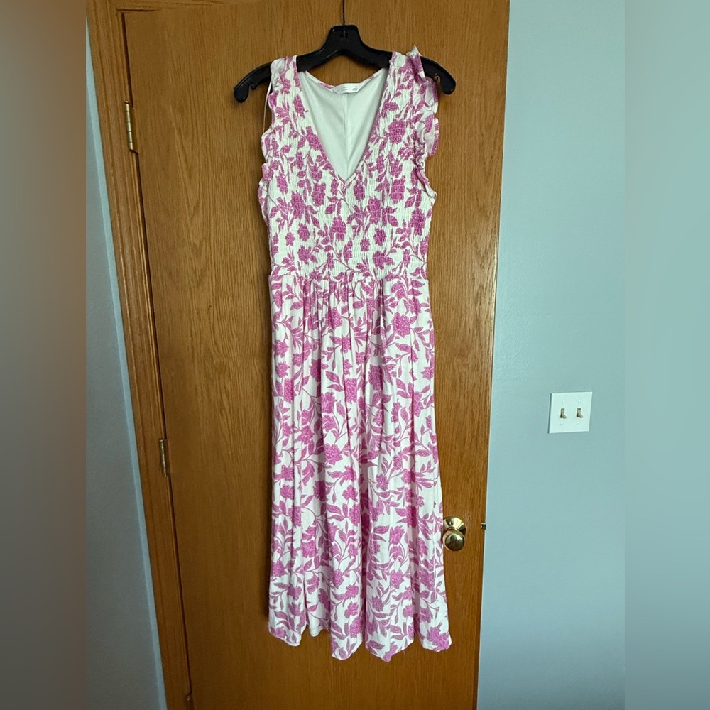 LC Lauren Conrad Pink and White Floral Midi Dress - Picture 6 of 12